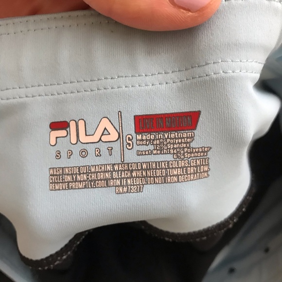 FILA Black and Light Blue w/ Mesh Panel Leggings - Picture 4 of 4